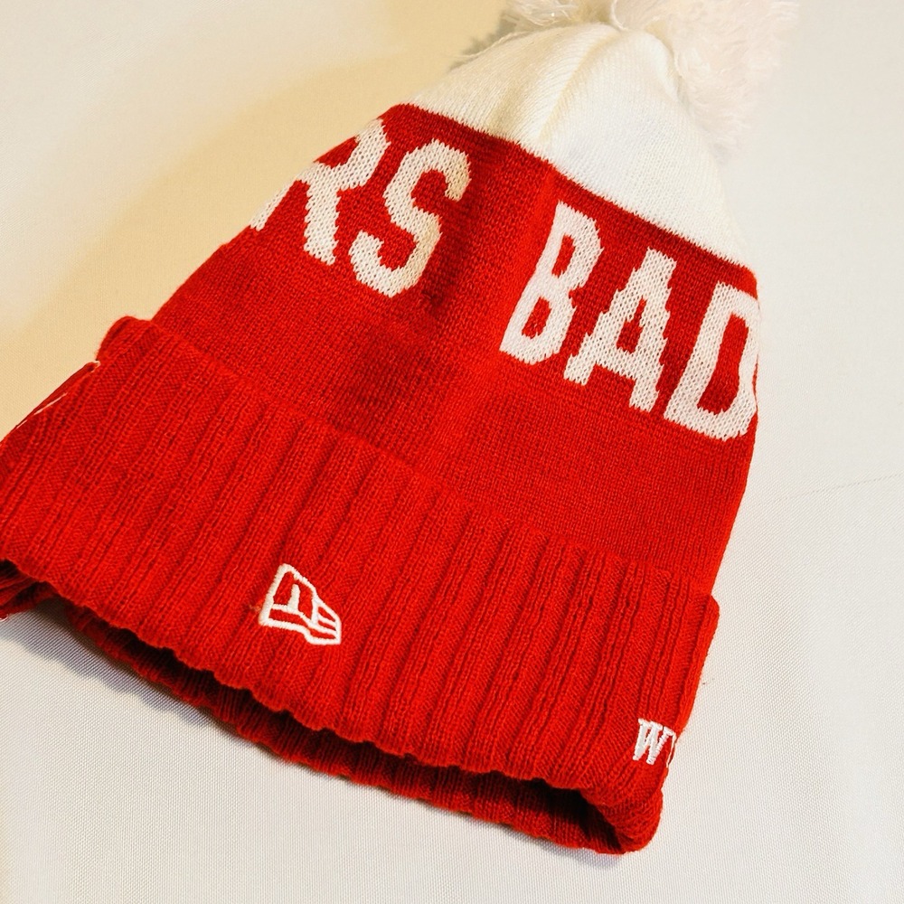 Wisconsin Badgers Knit Pom Beanie Lined New Era - Picture 3 of 8